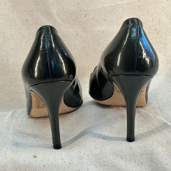 Kate Spade Green Peeptoe Pumps Stiletto Heels Patent Leather Made In Italy 7M - Picture 3 of 12